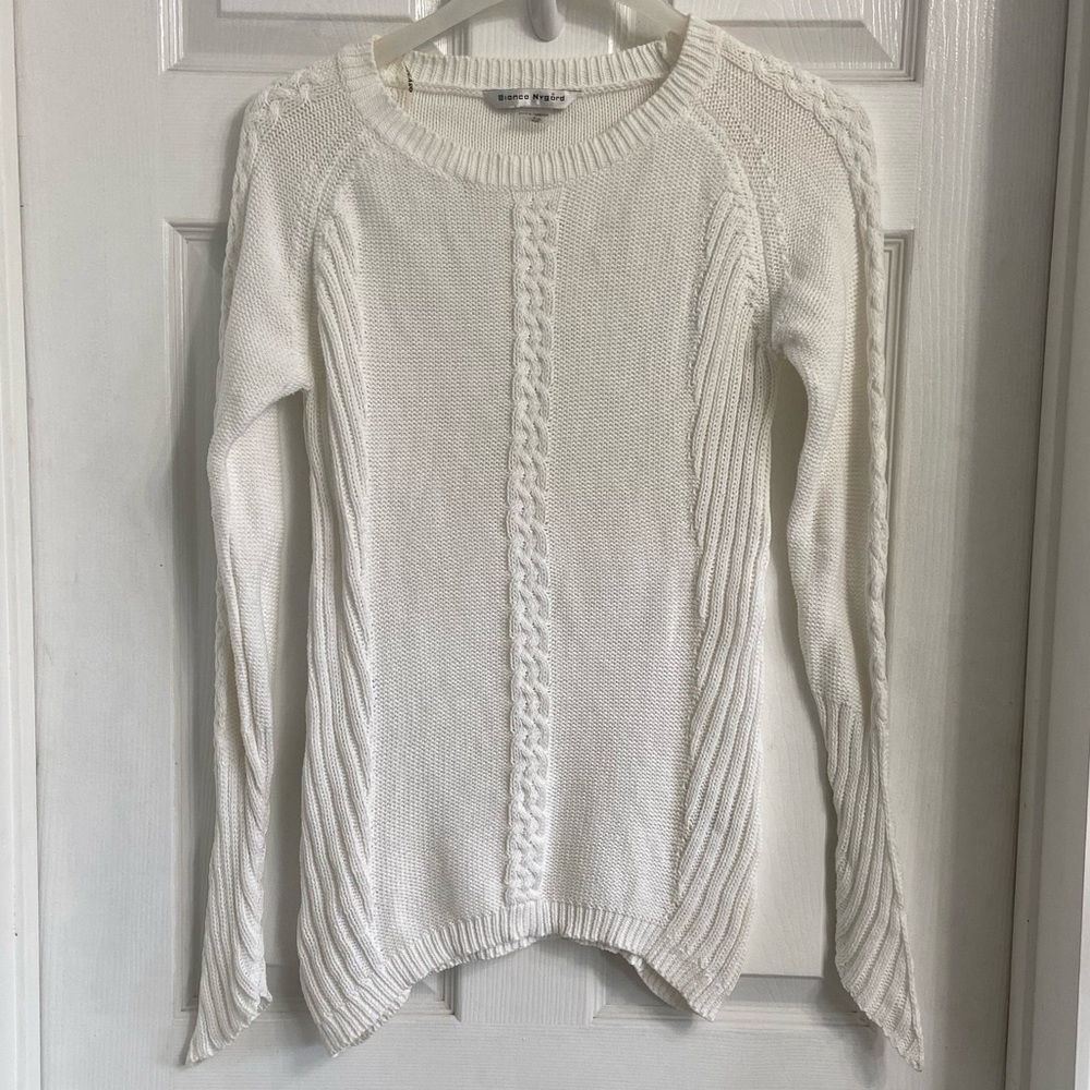 Bianca Nygord Long Sleeve Knit Sweater Size XS White Pull Over Crew Neck
